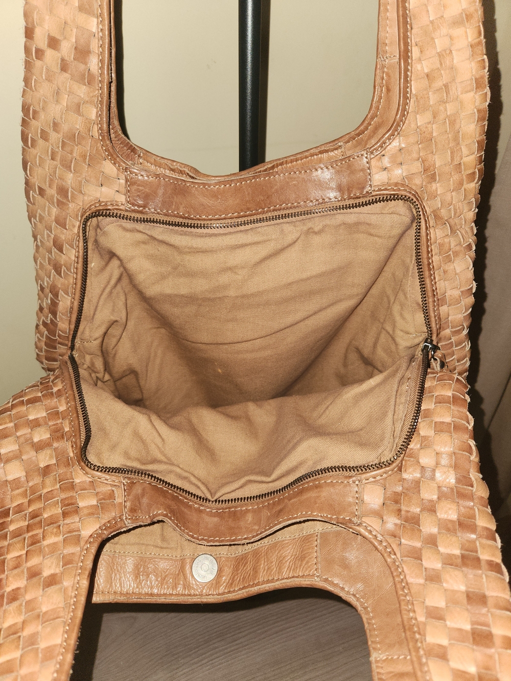 Woven Leather Tote Bag in Tan - Women Bags - Picture 2 of 9